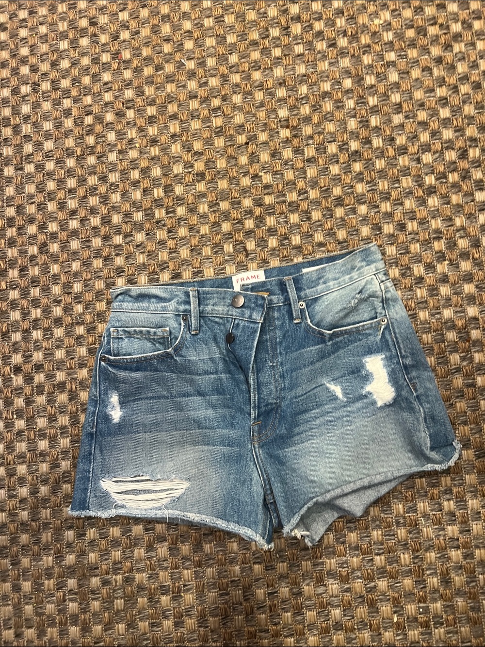 Frame Denim Faded Blue Distressed Cutoff Shorts new